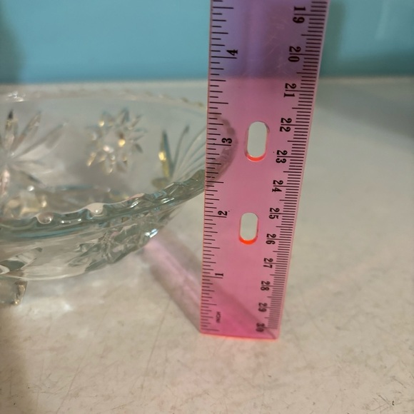 Anchor Hocking clear cut‎ crystal Star of David footed  bowl - Picture 10 of 10